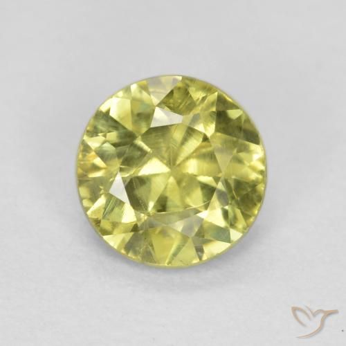 0.48ct 자연스러운 연한 녹황색 그로슐라라이트 가넷, 둥근, VS-SI