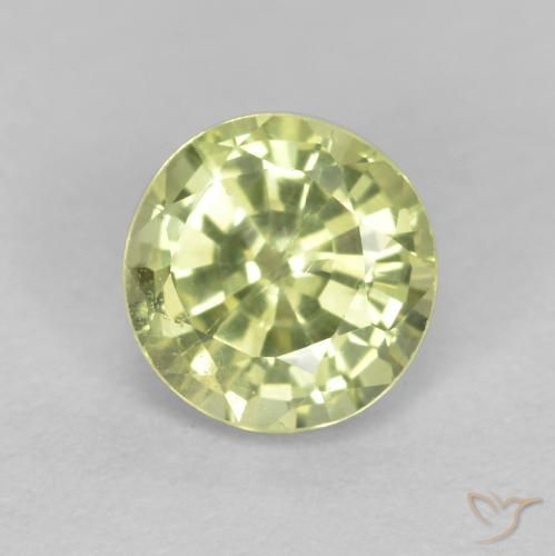 0.55ct 자연스러운 연한 녹황색 그로슐라라이트 가넷, 둥근, VS