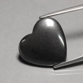 22.95캐럿 천연 블랙 그레이 헤마타이트, 하트 모양, 20.3×19 mm, 불투명체