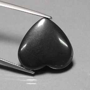 22.95캐럿 천연 블랙 그레이 헤마타이트, 하트 모양, 20.3×19 mm, 불투명체