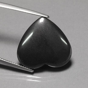 22.95캐럿 천연 블랙 그레이 헤마타이트, 하트 모양, 20.4×19.1 mm, 불투명체