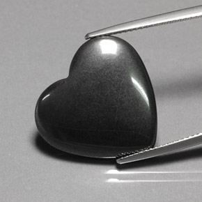 23.13캐럿 천연 블랙 그레이 헤마타이트, 하트 모양, 20.3×19.1 mm, 불투명체