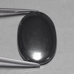 31.89캐럿 천연 블랙 그레이 헤마타이트, 타원형 컷, 28×19 mm, 불투명체