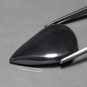 23.35캐럿 천연 블랙 그레이 적철광, 배 모양, 불투명체