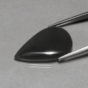 19.39캐럿 천연 블랙 그레이 헤마타이트, 배 모양, 24.8×15.3 mm, 불투명체
