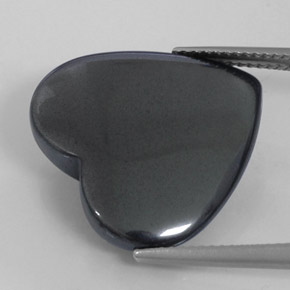 23.42캐럿 천연 미디엄 그레이 헤마타이트, 하트 모양, 20.3×19.1 mm, 불투명체