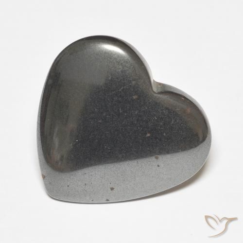 23.70ct 자연스러운 실버 그레이 적철광, 마음, 불투명체