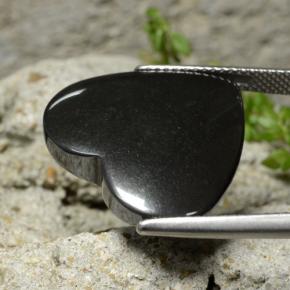 25.82캐럿 천연 짙은 회색 적철광, 하트 모양, 불투명체