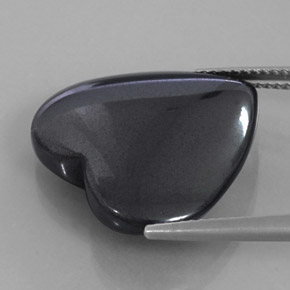 23.01캐럿 천연 블랙 그레이 헤마타이트, 하트 모양, 20.3×19.1 mm, 불투명체