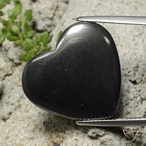 23.58ct 자연스러운 블랙 그레이 적철광, 마음, 불투명체