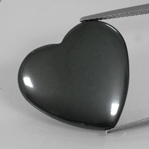 23.17캐럿 천연 블랙 그레이 헤마타이트, 하트 모양, 20.3×19.1 mm, 불투명체
