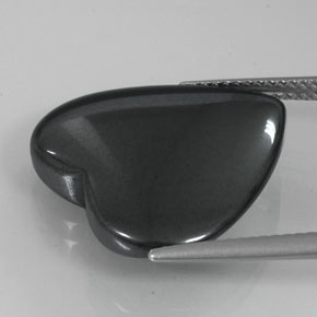 23.17캐럿 천연 블랙 그레이 헤마타이트, 하트 모양, 20.3×19.1 mm, 불투명체