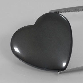 22.90캐럿 천연 블랙 그레이 헤마타이트, 하트 모양, 20.3×19.1 mm, 불투명체