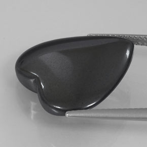 22.90캐럿 천연 블랙 그레이 헤마타이트, 하트 모양, 20.3×19.1 mm, 불투명체