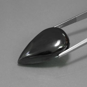 43.28캐럿 천연 블랙 그레이 적철광, 배 모양, 불투명체