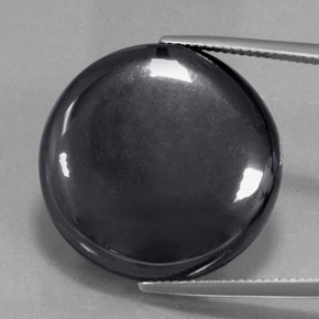 43.76캐럿 천연 블랙 그레이 적철광, 라운드 컷, 불투명체