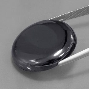 43.76캐럿 천연 블랙 그레이 적철광, 라운드 컷, 불투명체