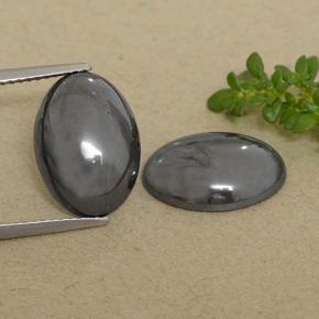 14.61캐럿 천연 블랙 그레이 헤마타이트 보석, 타원형 컷, 14×10.1 mm, 불투명체