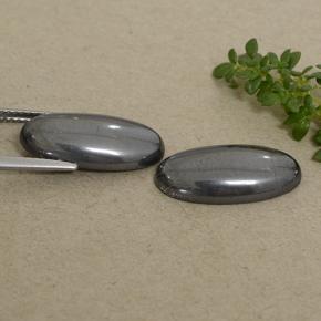 18.46캐럿 천연 짙은 회색 적철광 보석, 타원형 컷, 불투명체