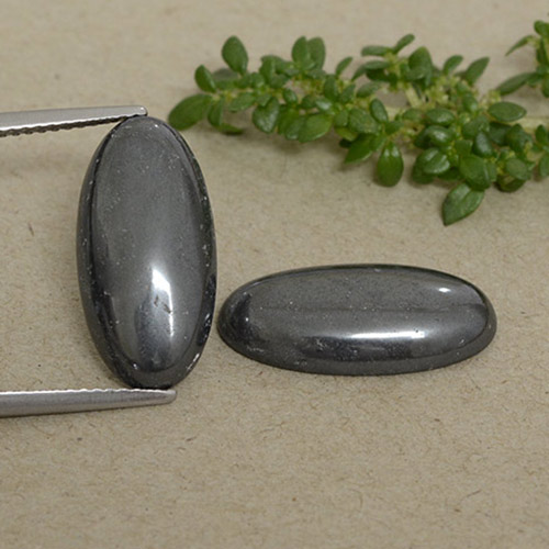 18.02캐럿 천연 블랙 그레이 적철광 보석, 타원형 컷, 불투명체