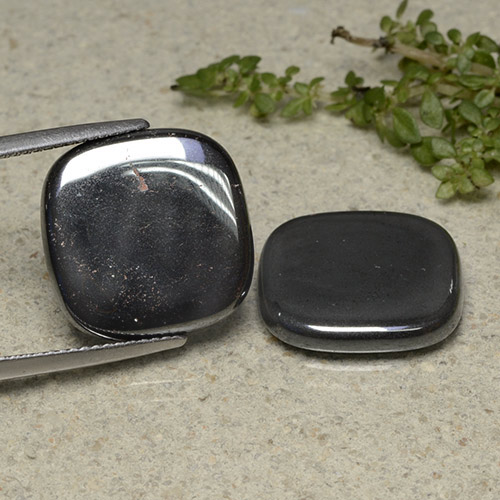 26.47캐럿 천연 다크 그레이 헤마타이트 보석, 쿠션 컷, 15.9×15.8 mm, 불투명체