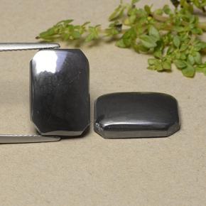 17.78캐럿 천연 블랙 그레이 헤마타이트 보석, 에메랄드 컷, 15.3×10.7 mm, 불투명체