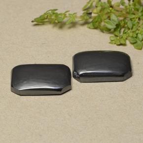 17.78캐럿 천연 블랙 그레이 헤마타이트 보석, 에메랄드 컷, 15.3×10.7 mm, 불투명체