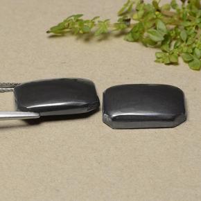 17.78캐럿 천연 블랙 그레이 헤마타이트 보석, 에메랄드 컷, 15.3×10.7 mm, 불투명체
