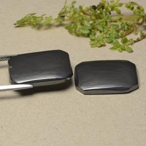 27.63캐럿 천연 블랙 그레이 적철광 보석, 에메랄드 컷, 불투명체