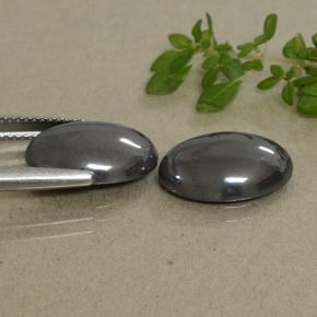 14.47캐럿 천연 블랙 그레이 적철광 보석, 타원형 컷, 불투명체