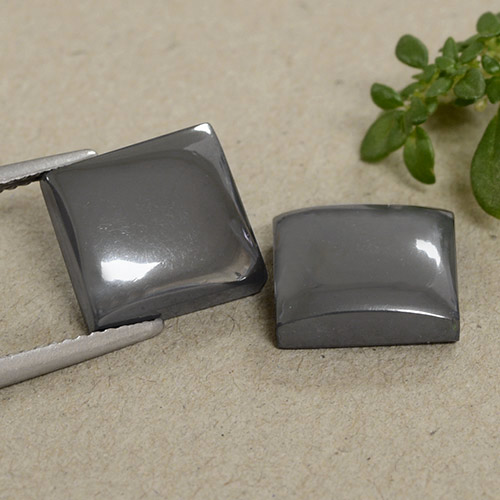 14.82캐럿 천연 미디엄 그레이 적철광 보석, 정사각형, 불투명체