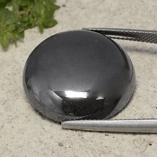 37.89ct 자연스러운 블랙 그레이 적철광, 둥근, 불투명체