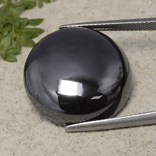 41.15ct 자연스러운 블랙 그레이 적철광, 둥근, 불투명체