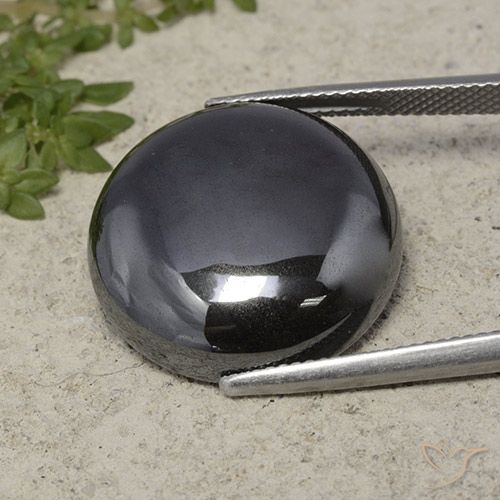 33.27ct 자연스러운 블랙 그레이 적철광, 둥근, 불투명체