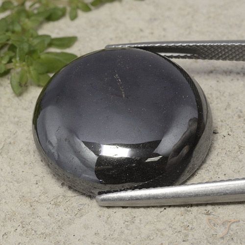 39.79ct 자연스러운 블랙 그레이 적철광, 둥근, 불투명체