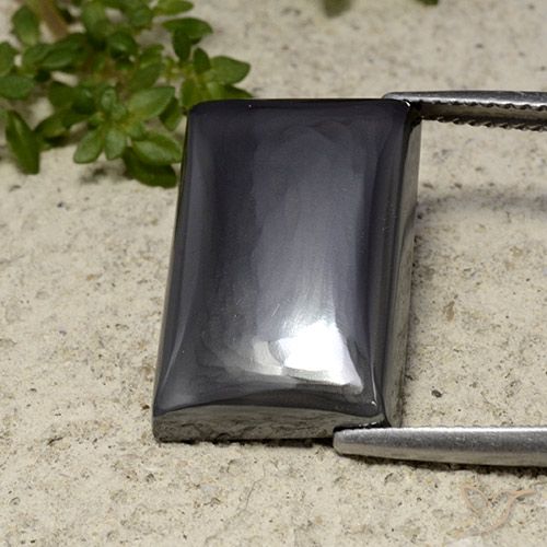 19.53ct 자연스러운 블랙 그레이 적철광, 바게트, 불투명체