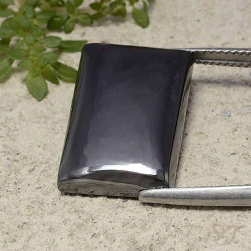 22.13ct 자연스러운 블랙 그레이 적철광, 바게트, 불투명체