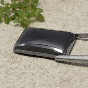 18.55캐럿 천연 블랙 그레이 적철광, 바게트, 불투명체