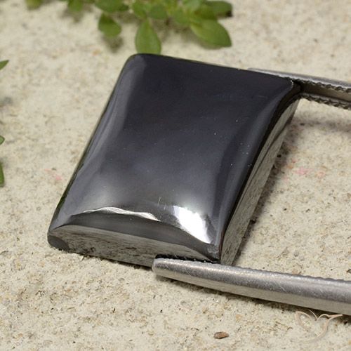 28.35ct 자연스러운 블랙 그레이 적철광, 바게트, 불투명체