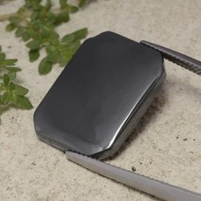 19.27캐럿 천연 블랙 그레이 적철광, 에메랄드 컷, 불투명체