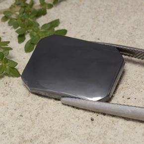 19.27캐럿 천연 블랙 그레이 적철광, 에메랄드 컷, 불투명체