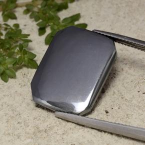 12.05캐럿 천연 블랙 그레이 헤마타이트, 에메랄드 컷, 20.2×15.3 mm, 불투명체