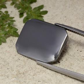12.05캐럿 천연 블랙 그레이 헤마타이트, 에메랄드 컷, 20.2×15.3 mm, 불투명체