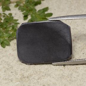 12.05캐럿 천연 블랙 그레이 헤마타이트, 에메랄드 컷, 20.2×15.3 mm, 불투명체