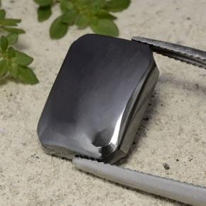 11.97캐럿 천연 블랙 그레이 헤마타이트, 에메랄드 컷, 15.8×12 mm, 불투명체