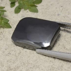 11.97캐럿 천연 블랙 그레이 헤마타이트, 에메랄드 컷, 15.8×12 mm, 불투명체