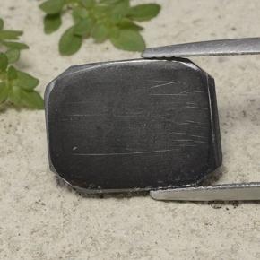 11.97캐럿 천연 블랙 그레이 헤마타이트, 에메랄드 컷, 15.8×12 mm, 불투명체