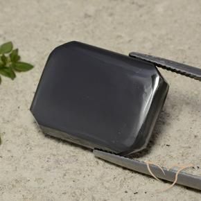 20.32캐럿 천연 다크 그레이 헤마타이트, 에메랄드 컷, 21.5×15.8 mm, 불투명체