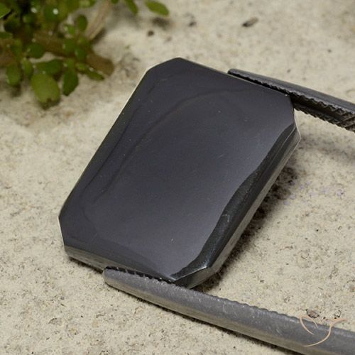 16.50캐럿 천연 블랙 그레이 헤마타이트, 에메랄드 컷, 불투명체