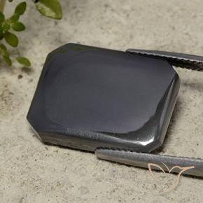 16.50캐럿 천연 블랙 그레이 헤마타이트, 에메랄드 컷, 불투명체